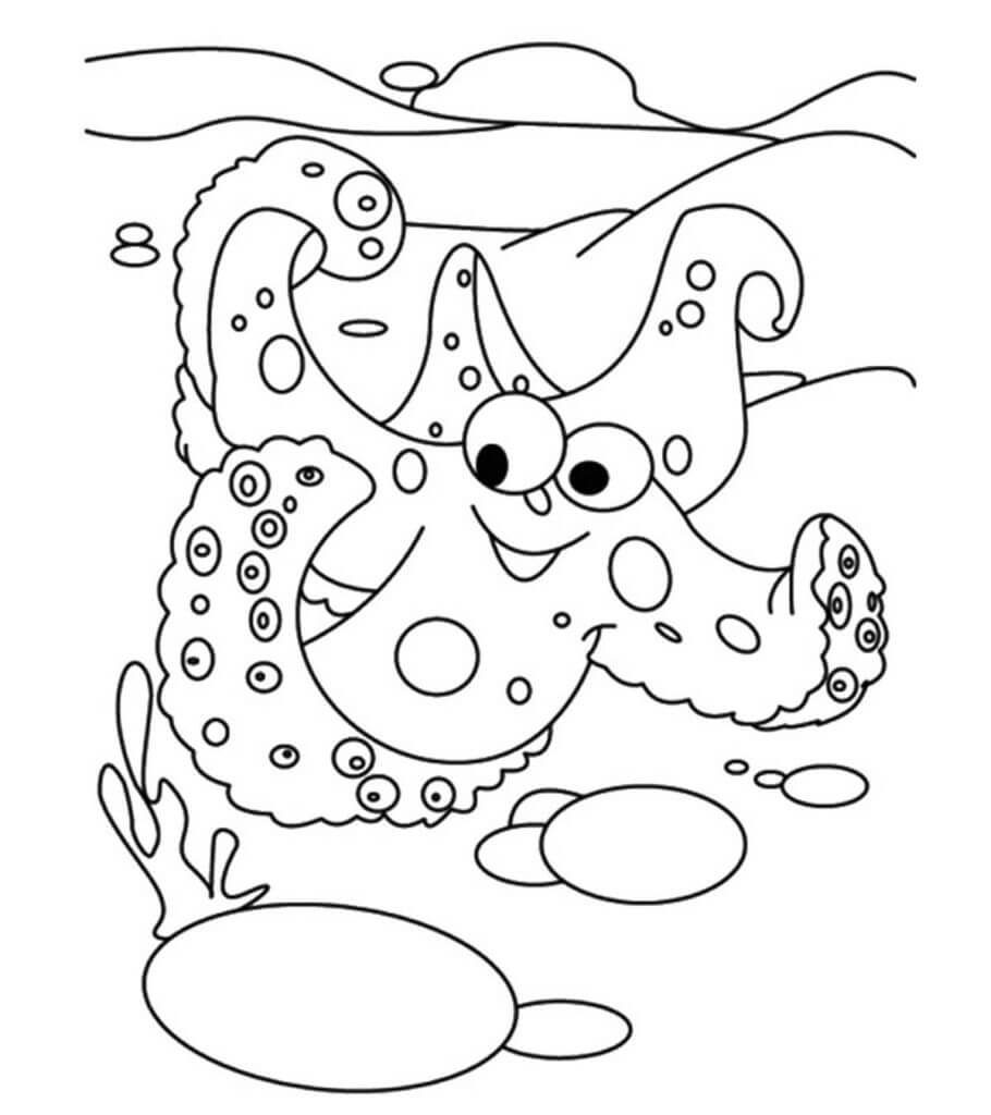 Dibujo de Estrella de Mar en el Mar para Colorear