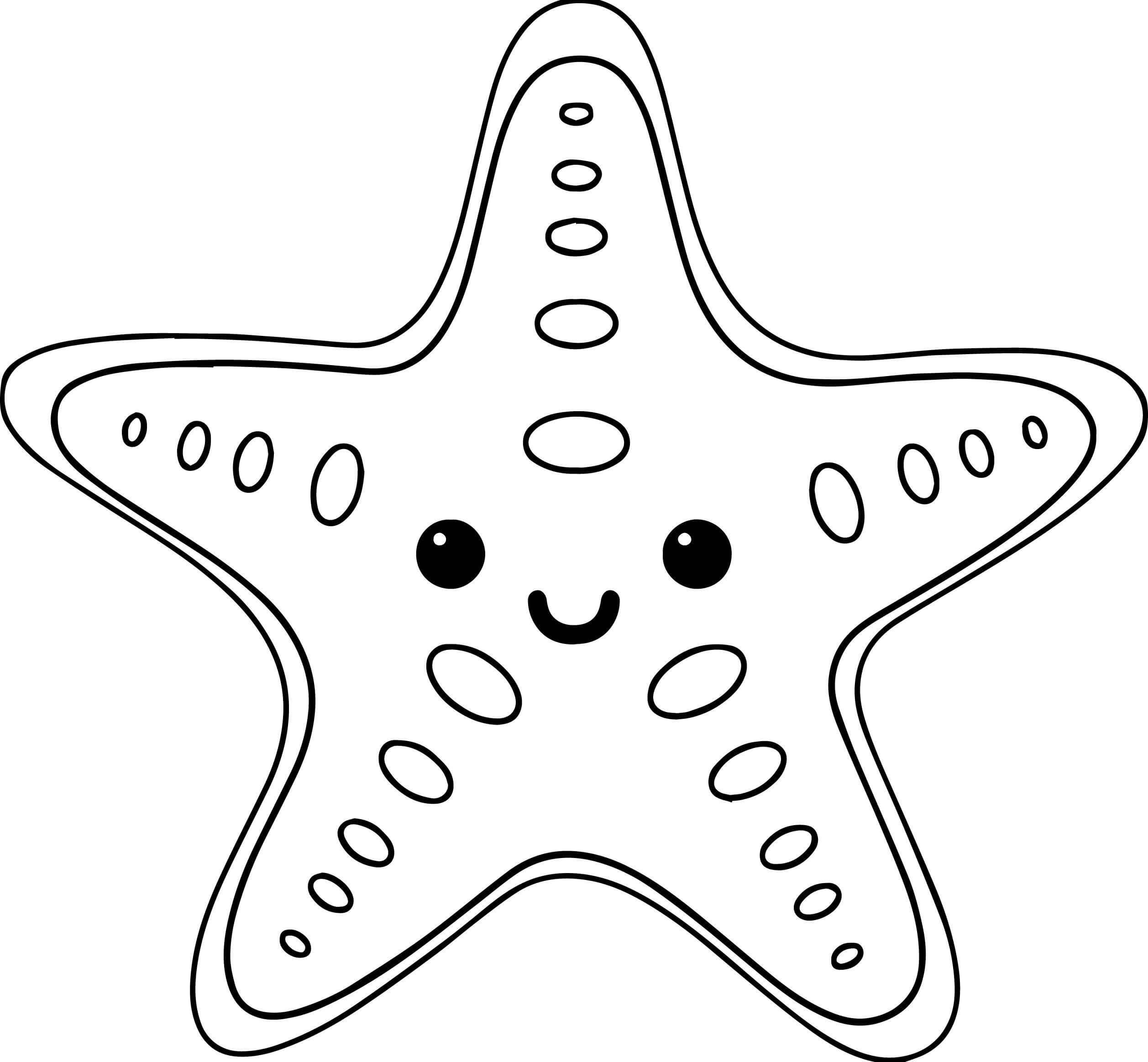 Dibujo de Estrella de Mar Sonriente para Colorear