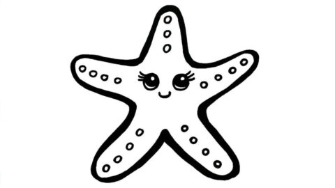 Dibujo de Linda Estrella de Mar Sonriendo para Colorear