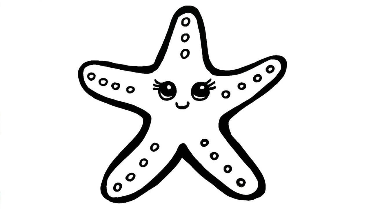 Dibujo de Linda Estrella de Mar Sonriendo para Colorear