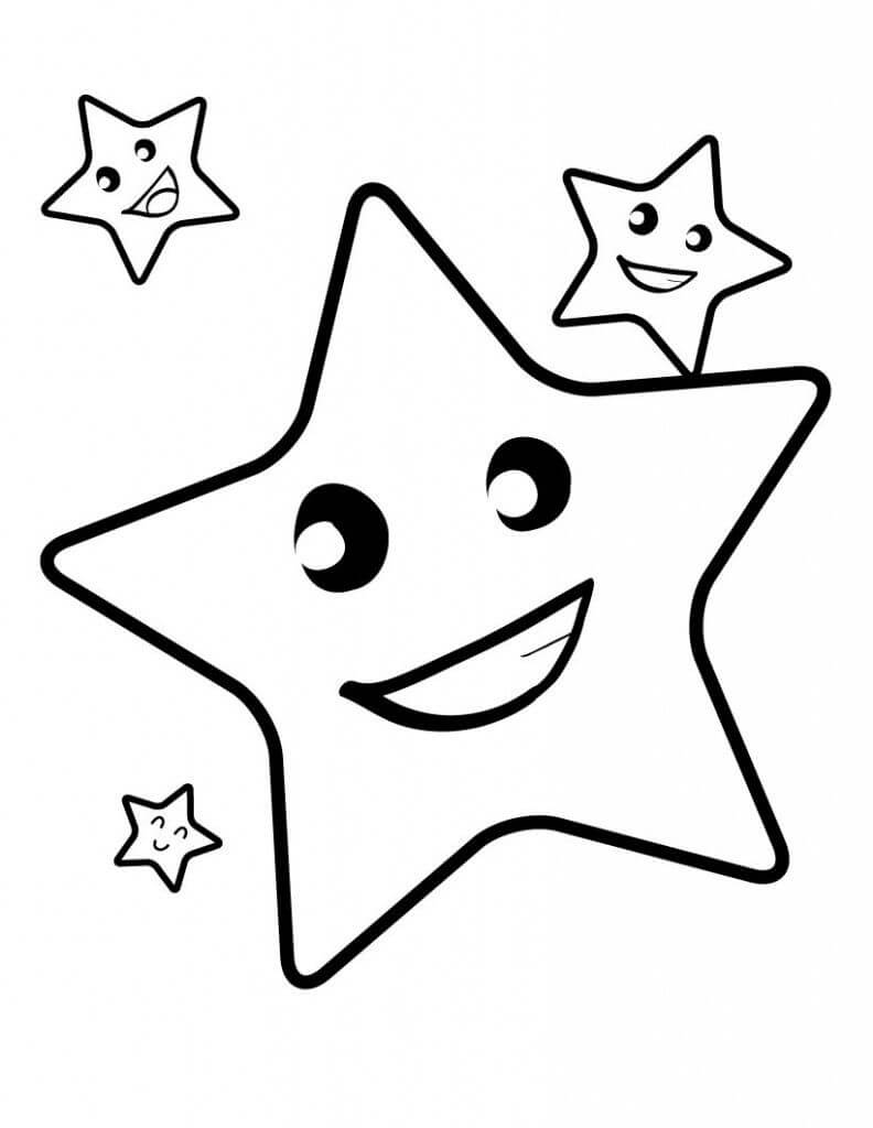 Dibujo de Cuatro Estrellas Divertidas para Colorear