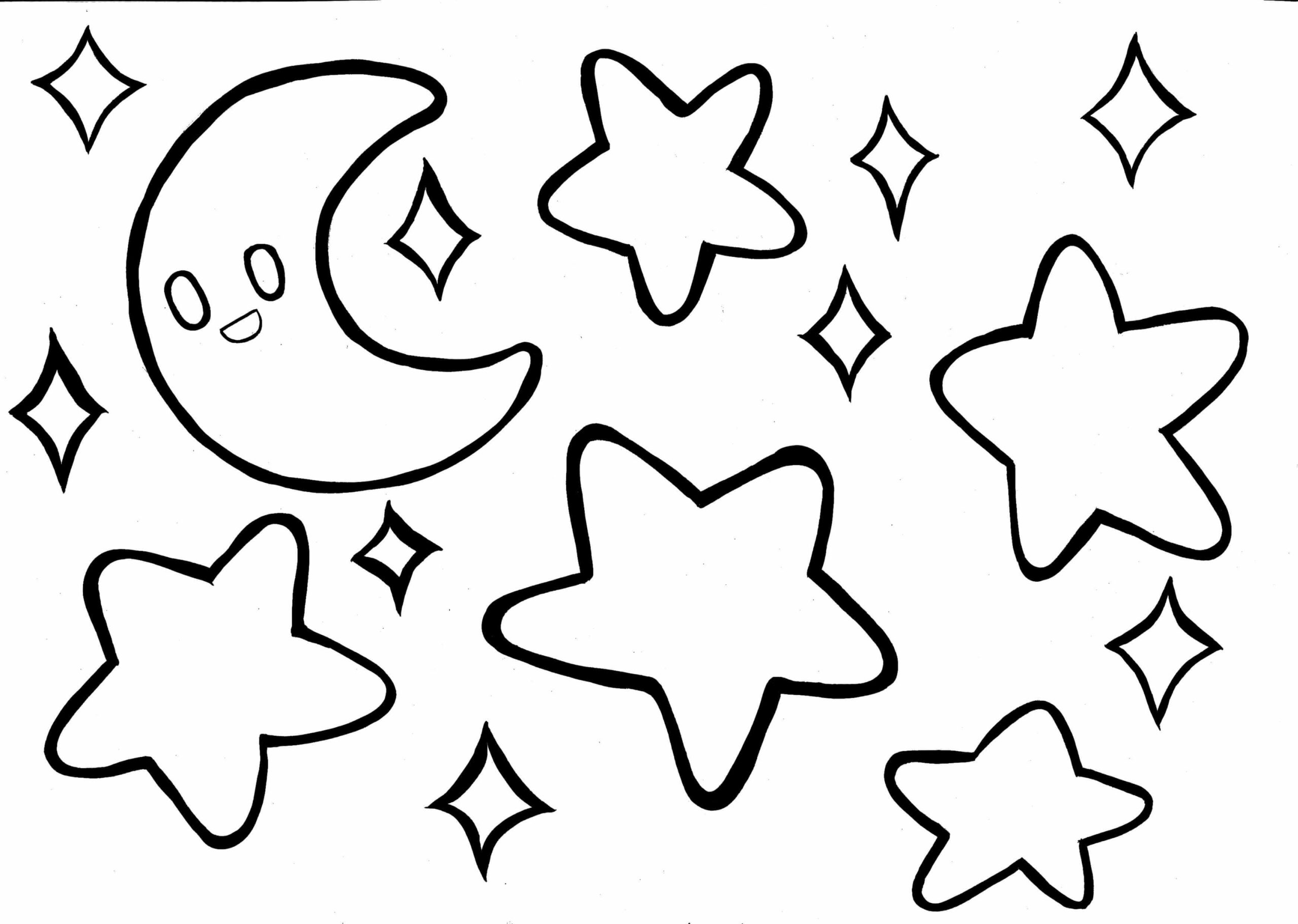 Dibujo de Dibujar Luna y Estrellas Scaled para Colorear