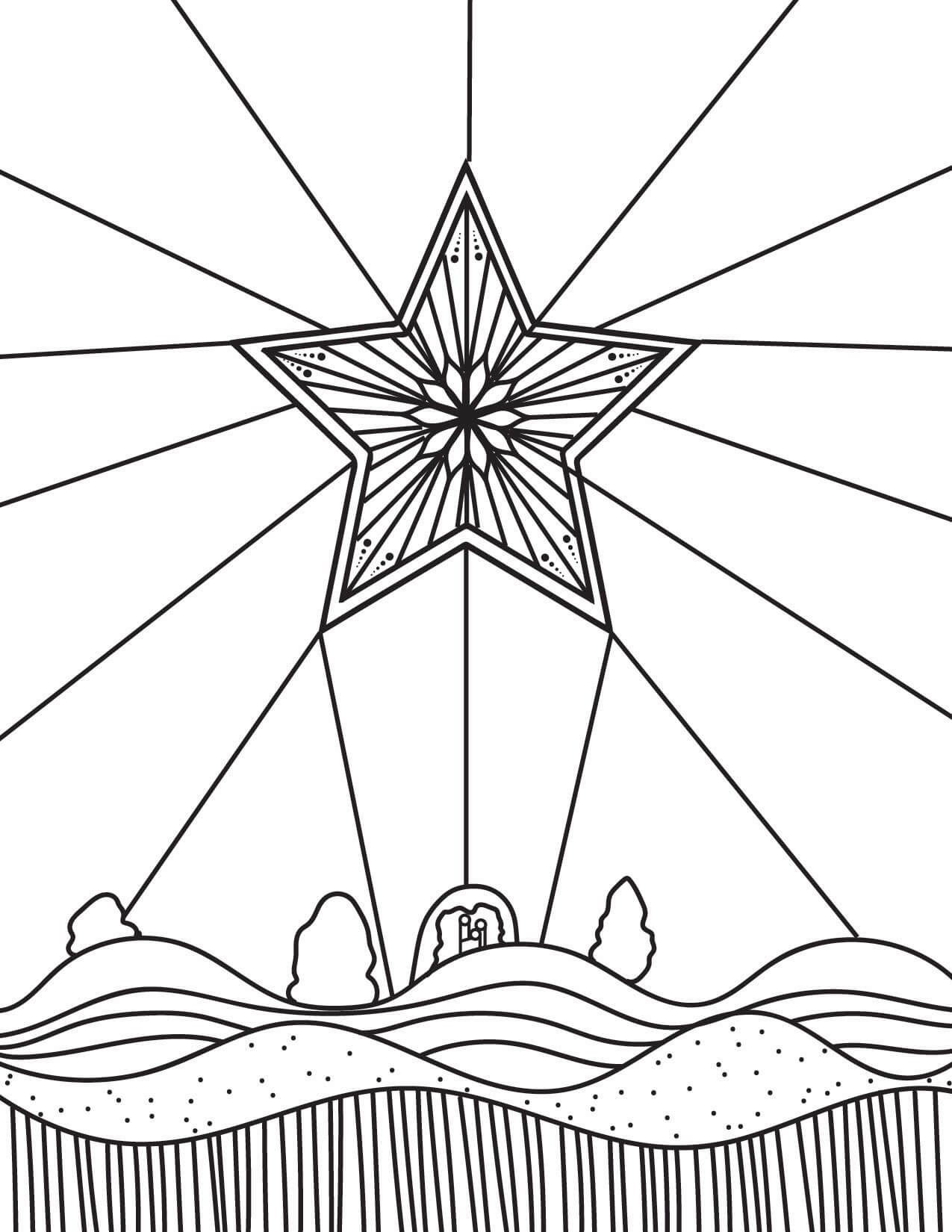 Dibujo de Estrella del Solsticio de Invierno para Colorear