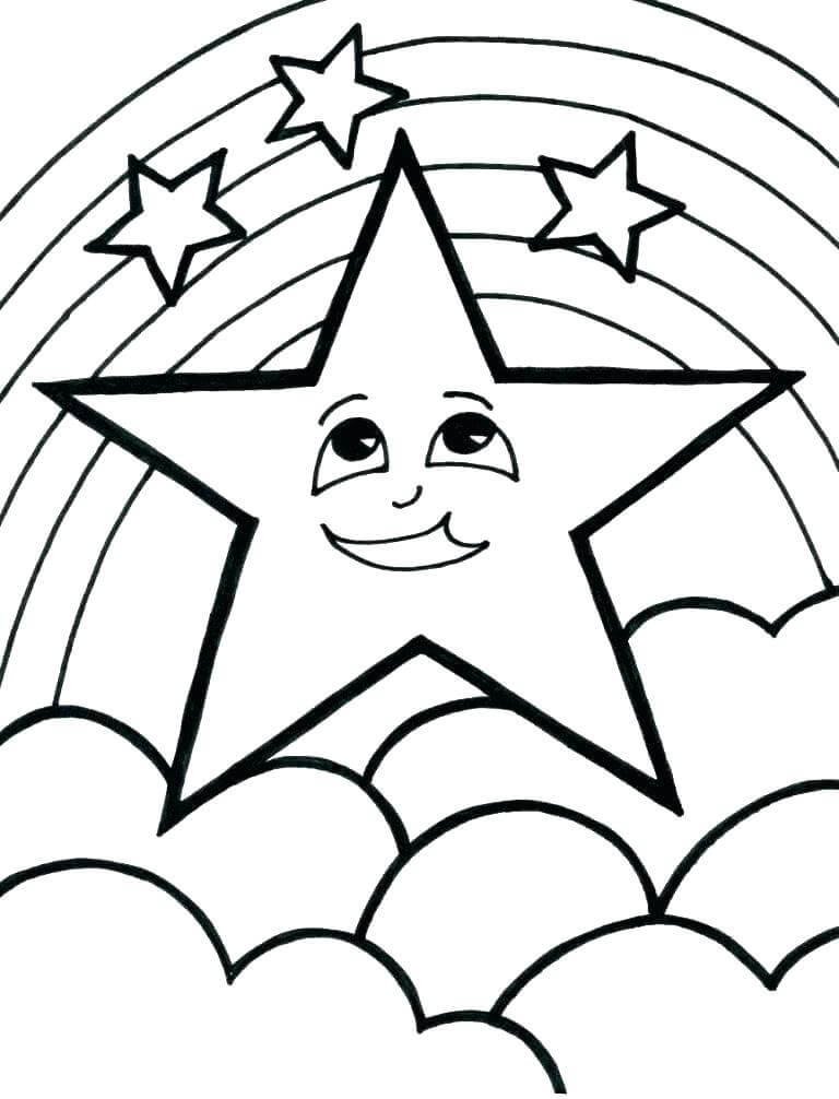 Dibujo de Estrellas con arcoíris para Colorear