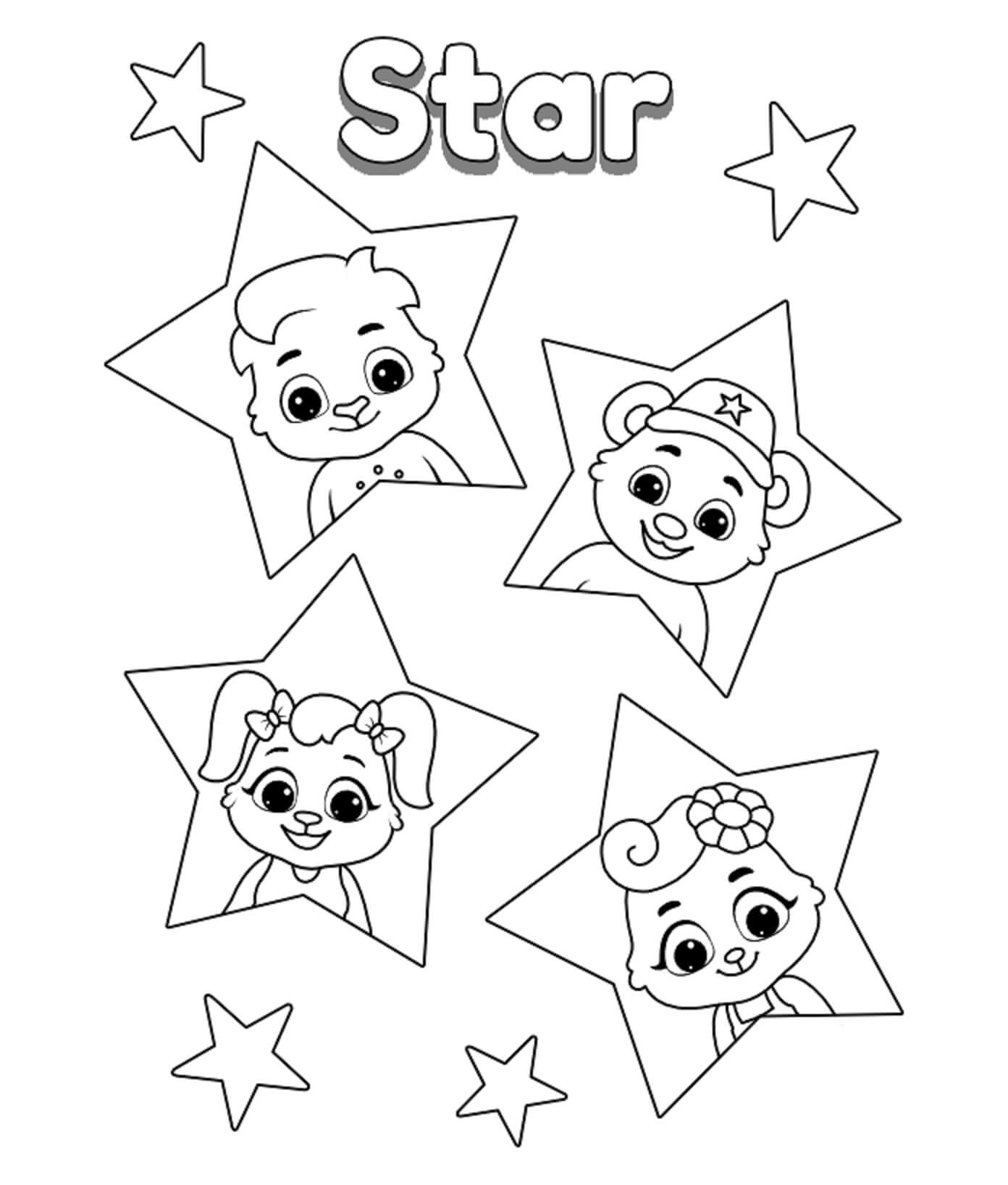 Dibujo de Estrellas de Dibujos Animados para Colorear