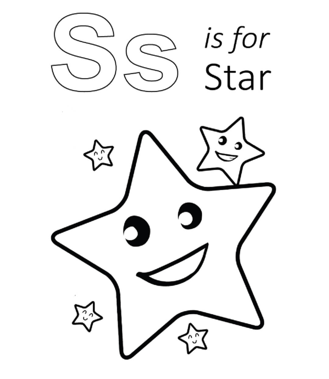 Dibujo de S Es para Estrella para Colorear