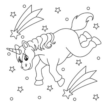 Dibujo de Unicornio con Estrellas para Colorear