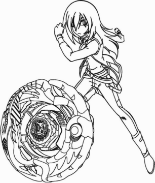 Dibujo de Tsubasa con Su Beyblade para Colorear