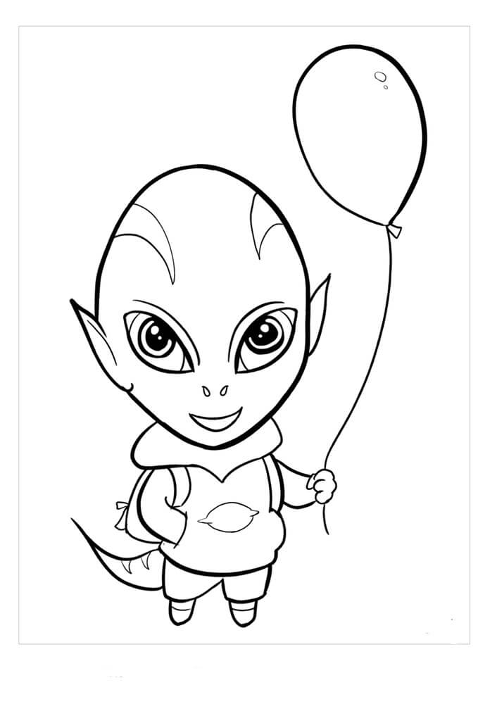 Dibujo de Extranjeros Sosteniendo Globo para Colorear