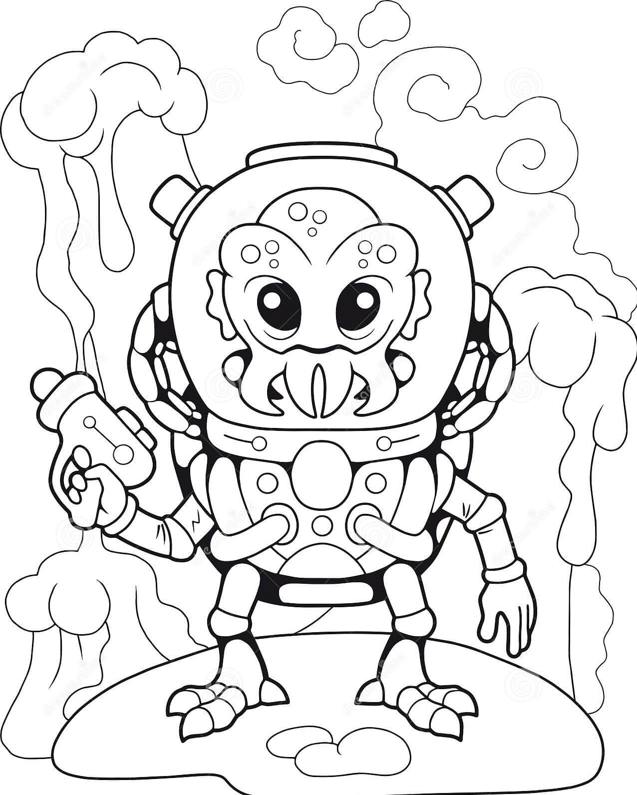 Dibujo de Extranjeros con Pistola para Colorear