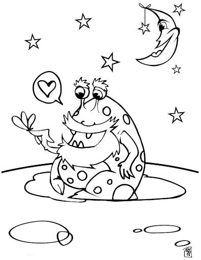 Dibujo de Extraterrestres Enamorados para Colorear
