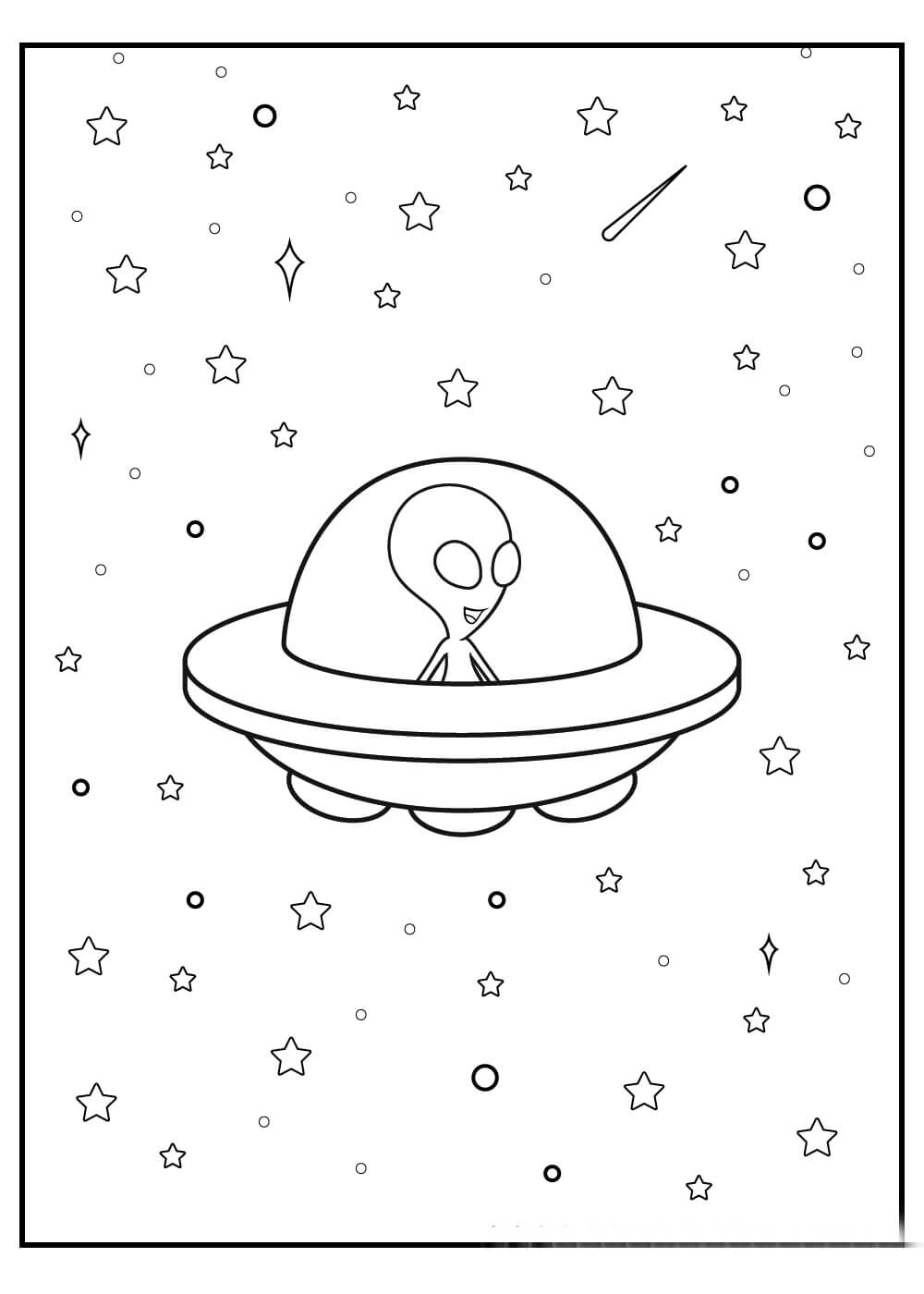 Dibujo de Extraterrestres en Ufo para Colorear
