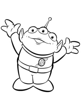 Dibujo de Pequeo Aliengena Verde para Colorear