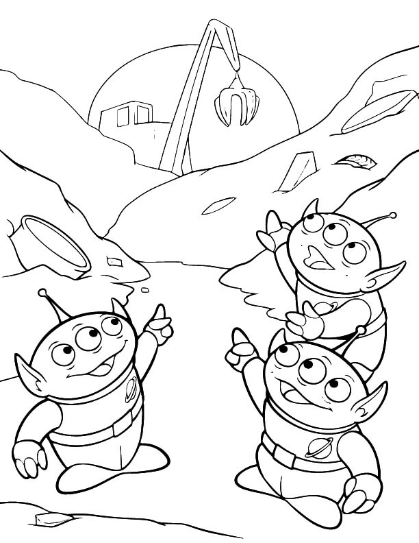 Dibujo de Tres Extraterrestres para Colorear