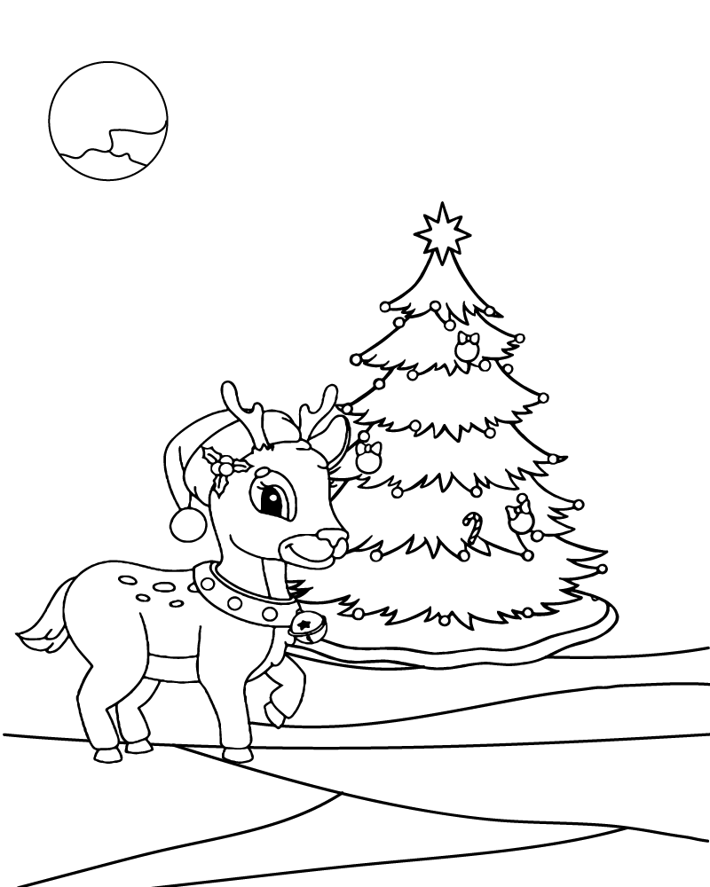 Dibujo de Christmas Reindeer For Kindergarten Coloring Page para Colorear