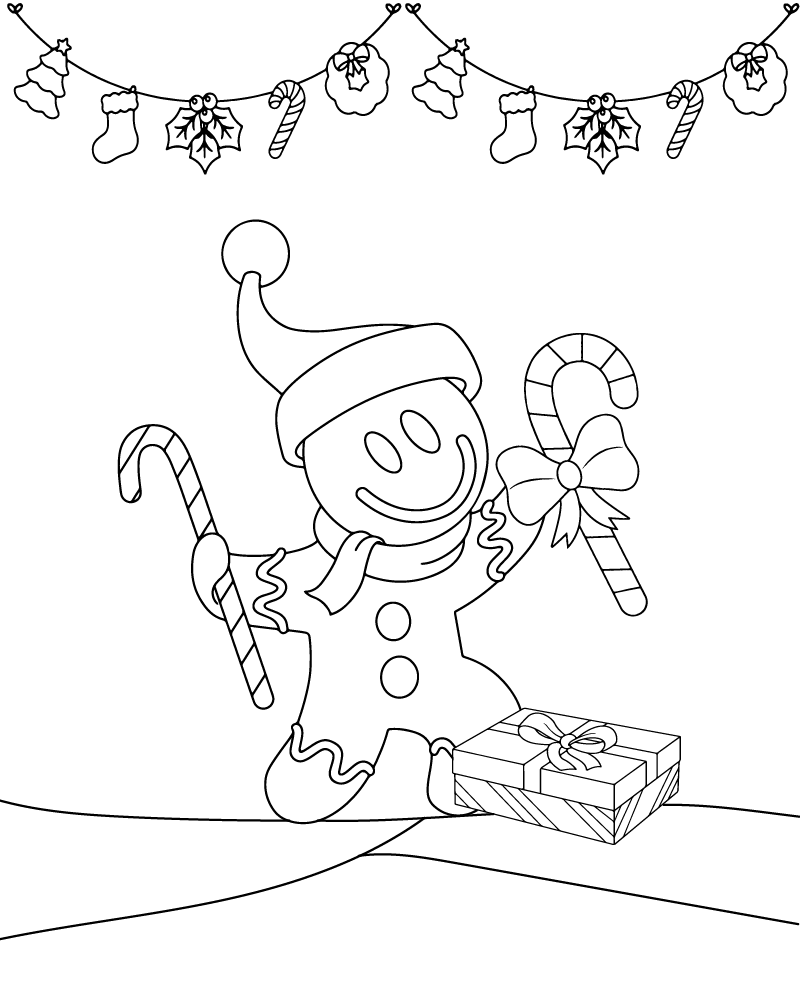 Dibujo de Easy Gingerbread Man Coloring Sheet For Kindergarten para Colorear