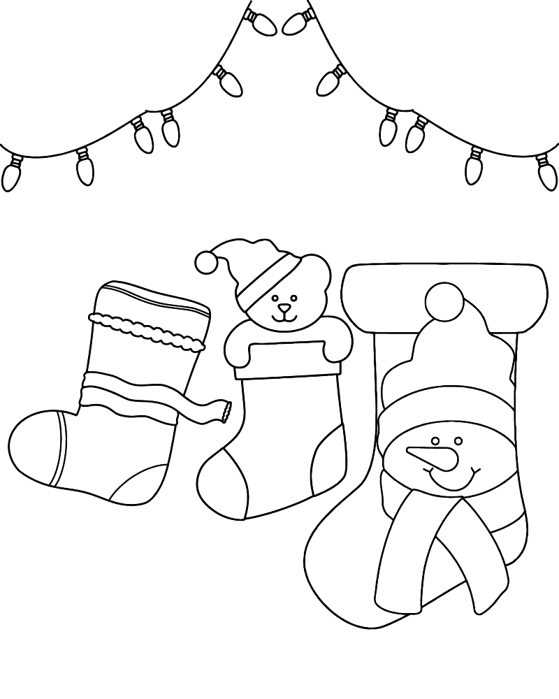 Dibujo de Easy Stocking For Kids Coloring Page para Colorear