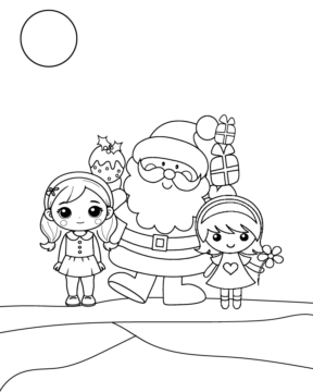 Dibujo de Santa And Kids Coloring Page para Colorear