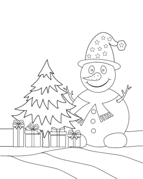 Dibujo de Simple Snowman Coloring Sheet For Kindergarten para Colorear