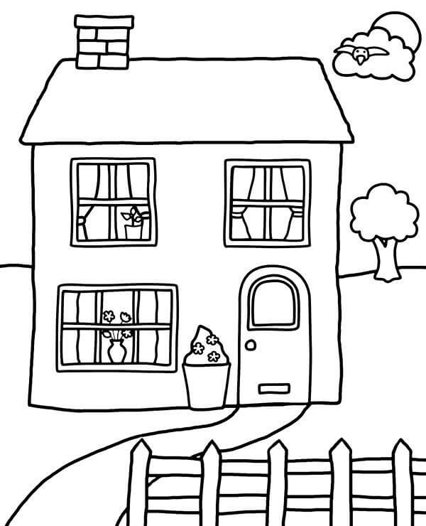 Dibujo de Casa Fcil para Colorear
