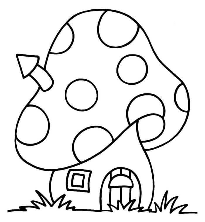 Dibujo de Casa de Setas Fcil para Colorear
