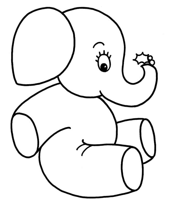 Dibujo de Elefante Fcil Sentado para Colorear