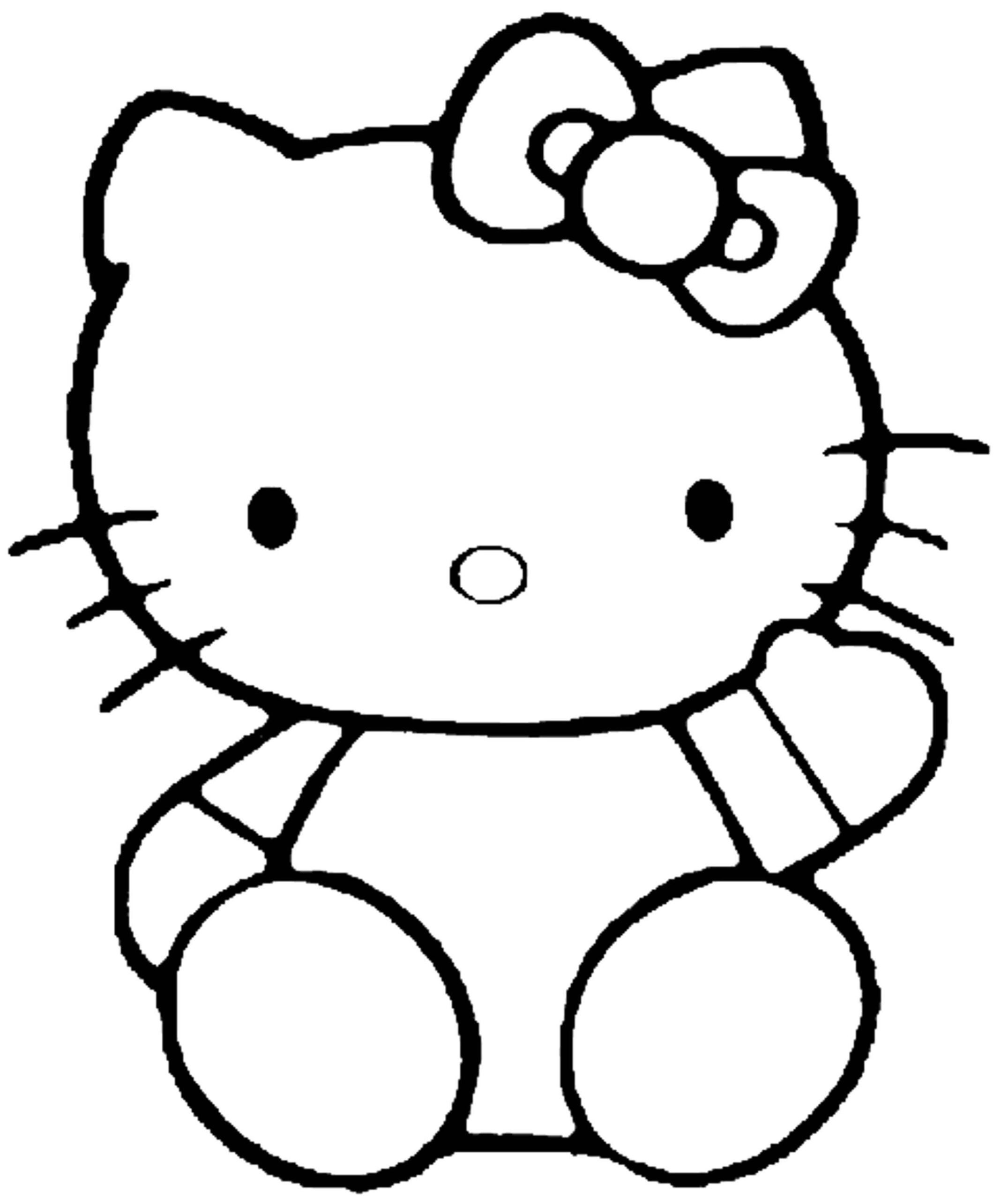 Dibujo de Fcil Hello Kitty Sentada Scaled para Colorear