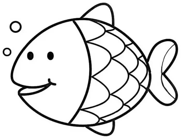 Dibujo de Fcil Pescado Lindo para Colorear