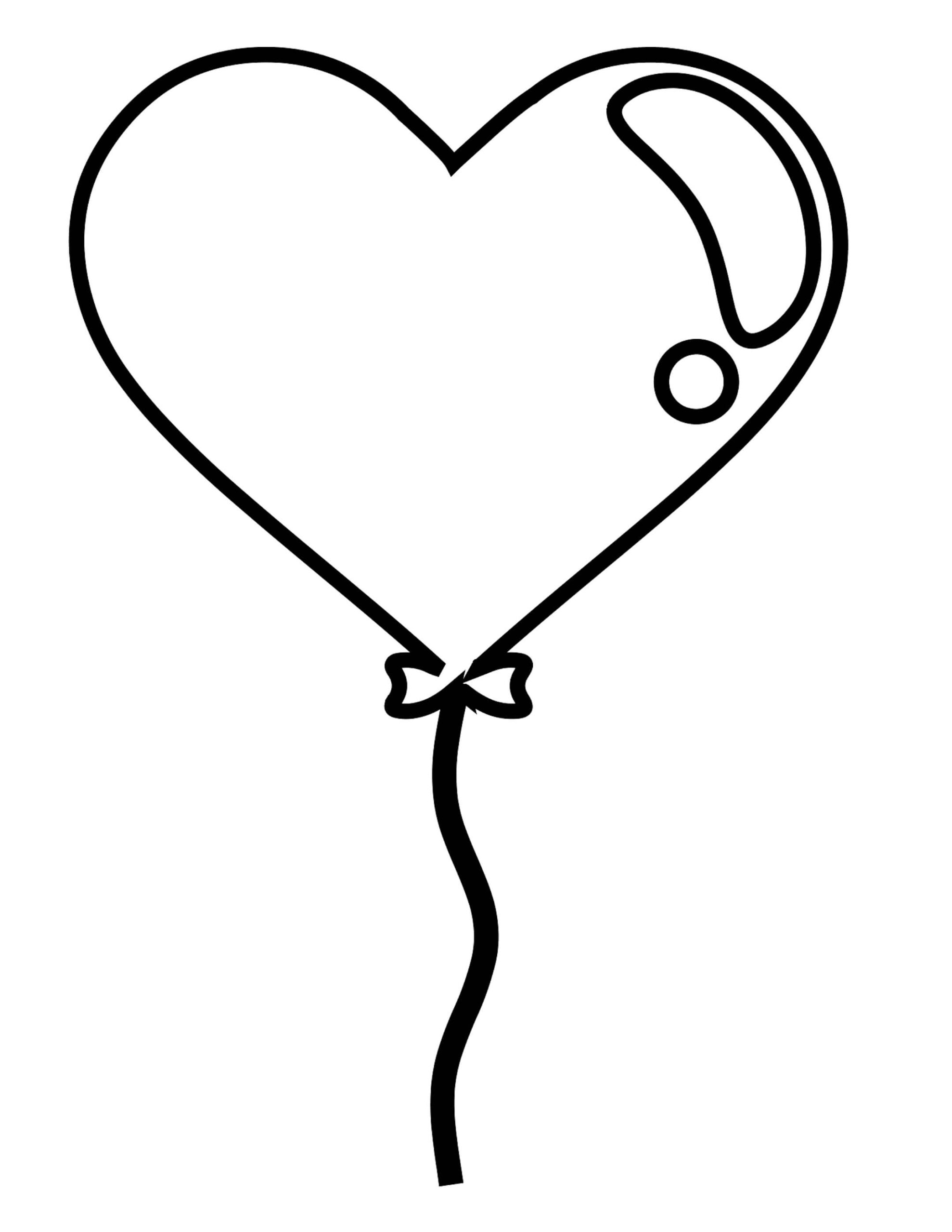 Dibujo de Globo Corazn Fcil Scaled para Colorear