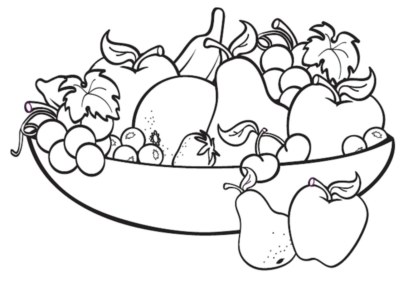 Dibujo de Plato de Frutas para Colorear