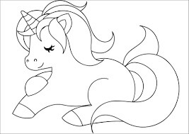 Dibujo de Unicornio Fcil Acostado para Colorear