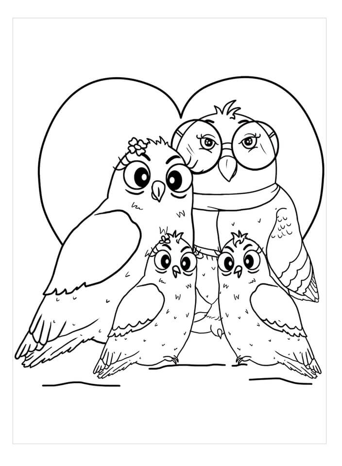 Dibujo de Búho Familiar para Colorear