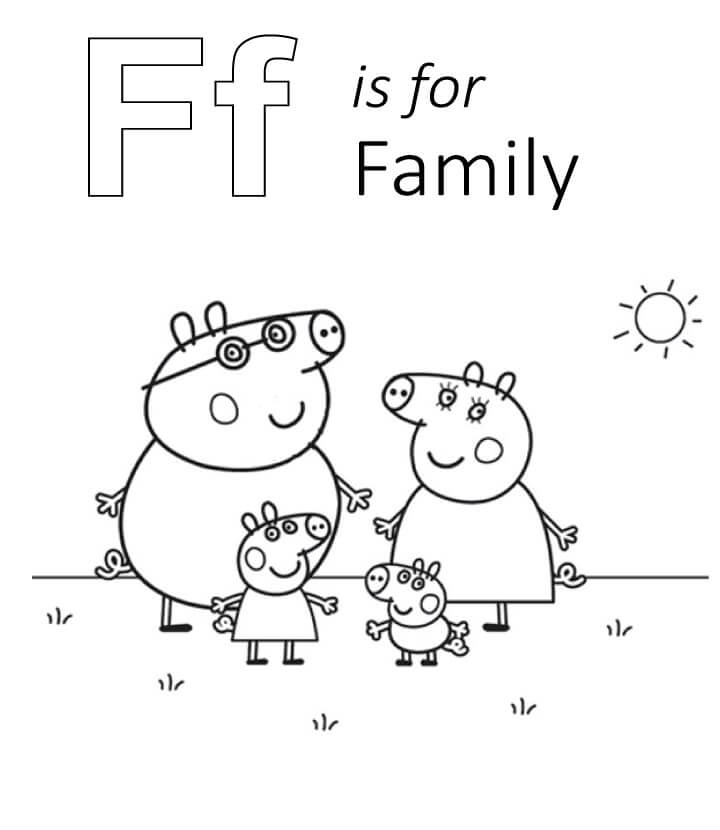 Dibujo de F Es para la Familia para Colorear