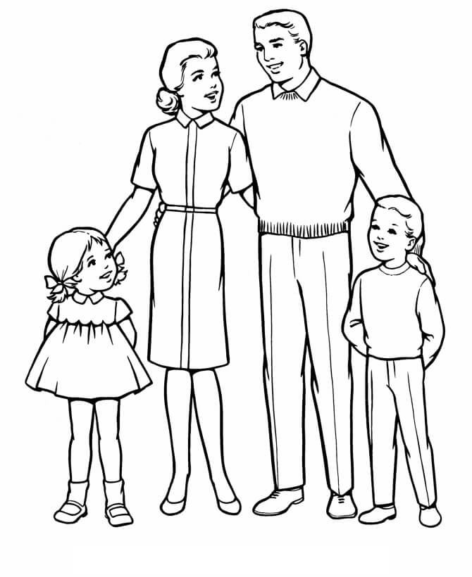 Dibujo de Familia Agradable para Colorear