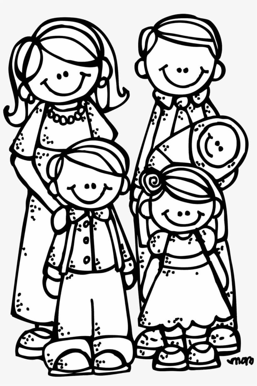 Dibujo de Familia de Dibujar a Mano para Colorear