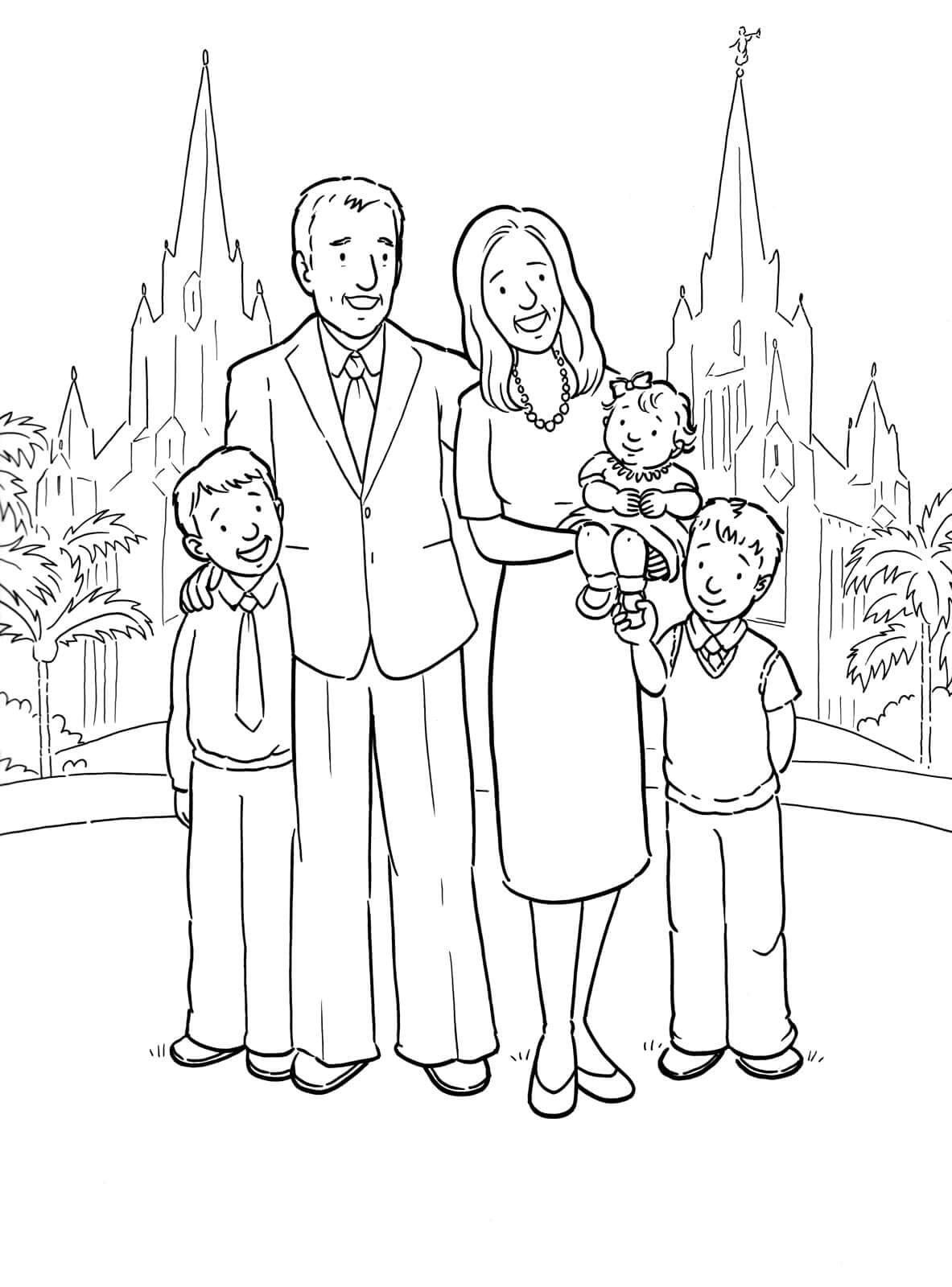 Dibujo de Familia Divertido para Colorear