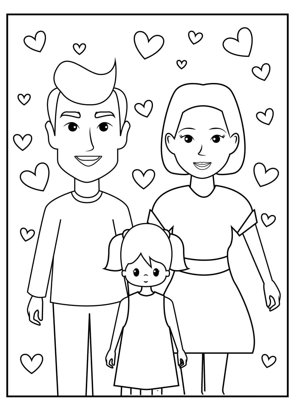 Dibujo de Familia Enamorado para Colorear