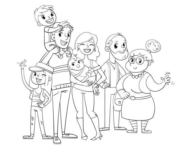 Dibujo de Familia Feliz para Colorear