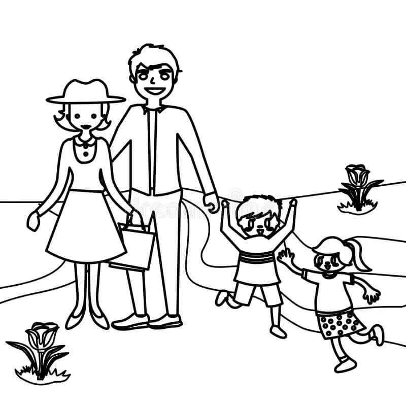 Dibujo de Familia Normal para Colorear