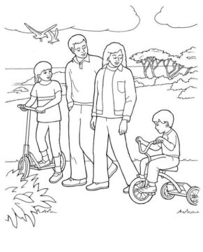 Dibujo de Impresionante Familia para Colorear