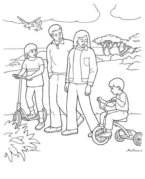 Dibujo de Impresionante Familia para Colorear