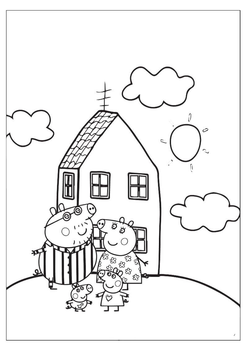 Dibujo de Peppa Pig Familia para Colorear