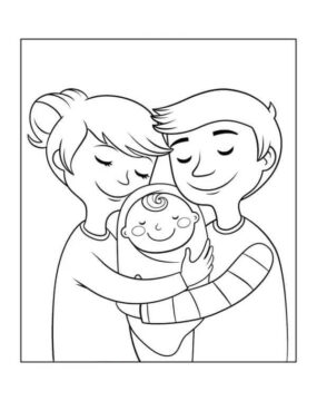 Dibujo de Pequeña Familia para Colorear