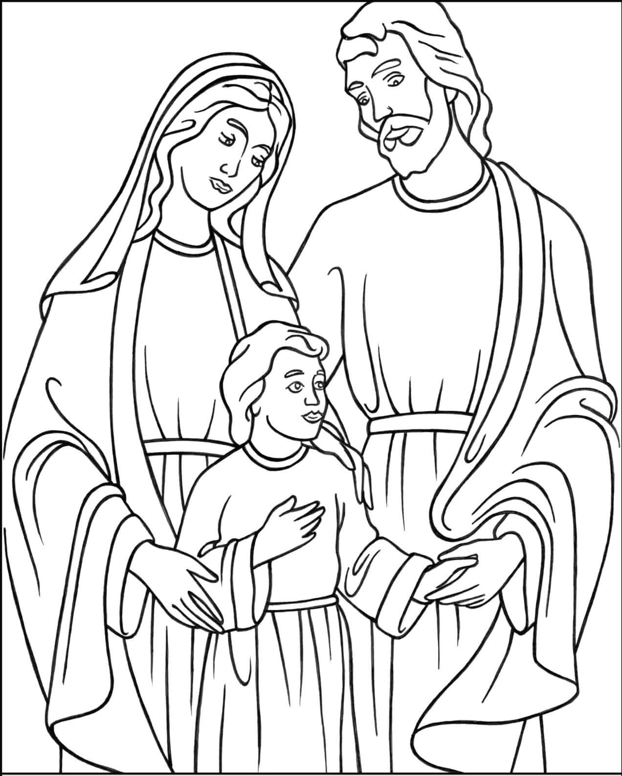 Dibujo de Santa Familia para Colorear