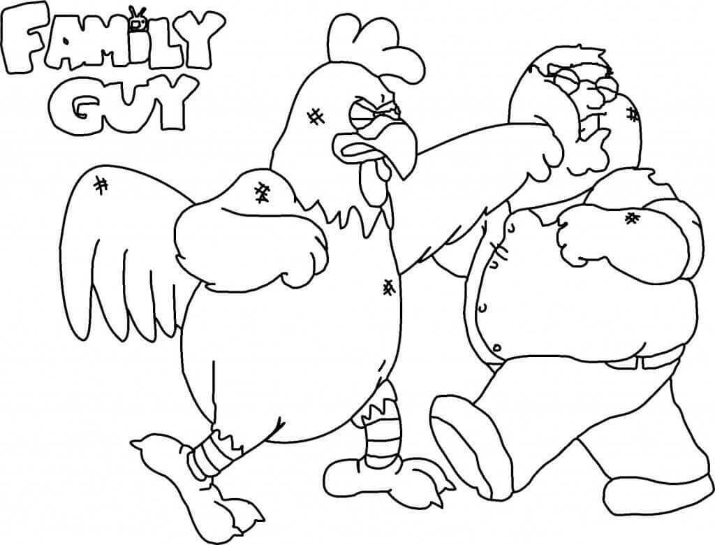 Dibujo de Peter y el Pollo Peleando para Colorear