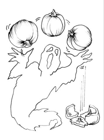 Dibujo de Calabaza de Malabarismo Fantasma para Colorear