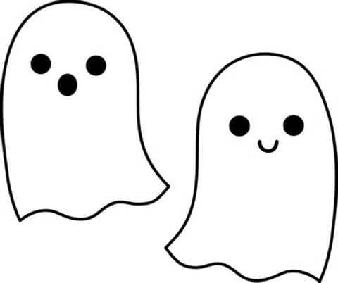 Dibujo de Dos Fantasmas Lindos para Colorear