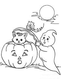 Dibujo de Fantasma y Calabaza para Colorear