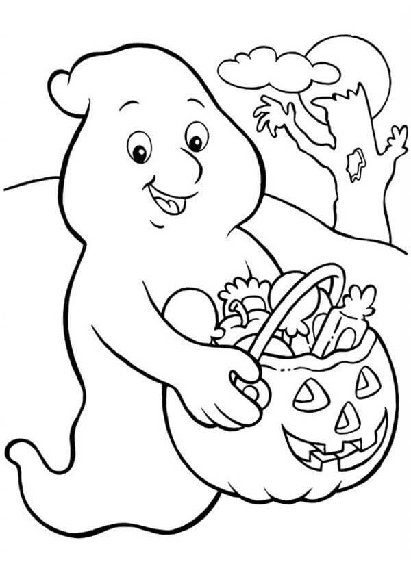 Dibujo de Fantasma Feliz para Colorear