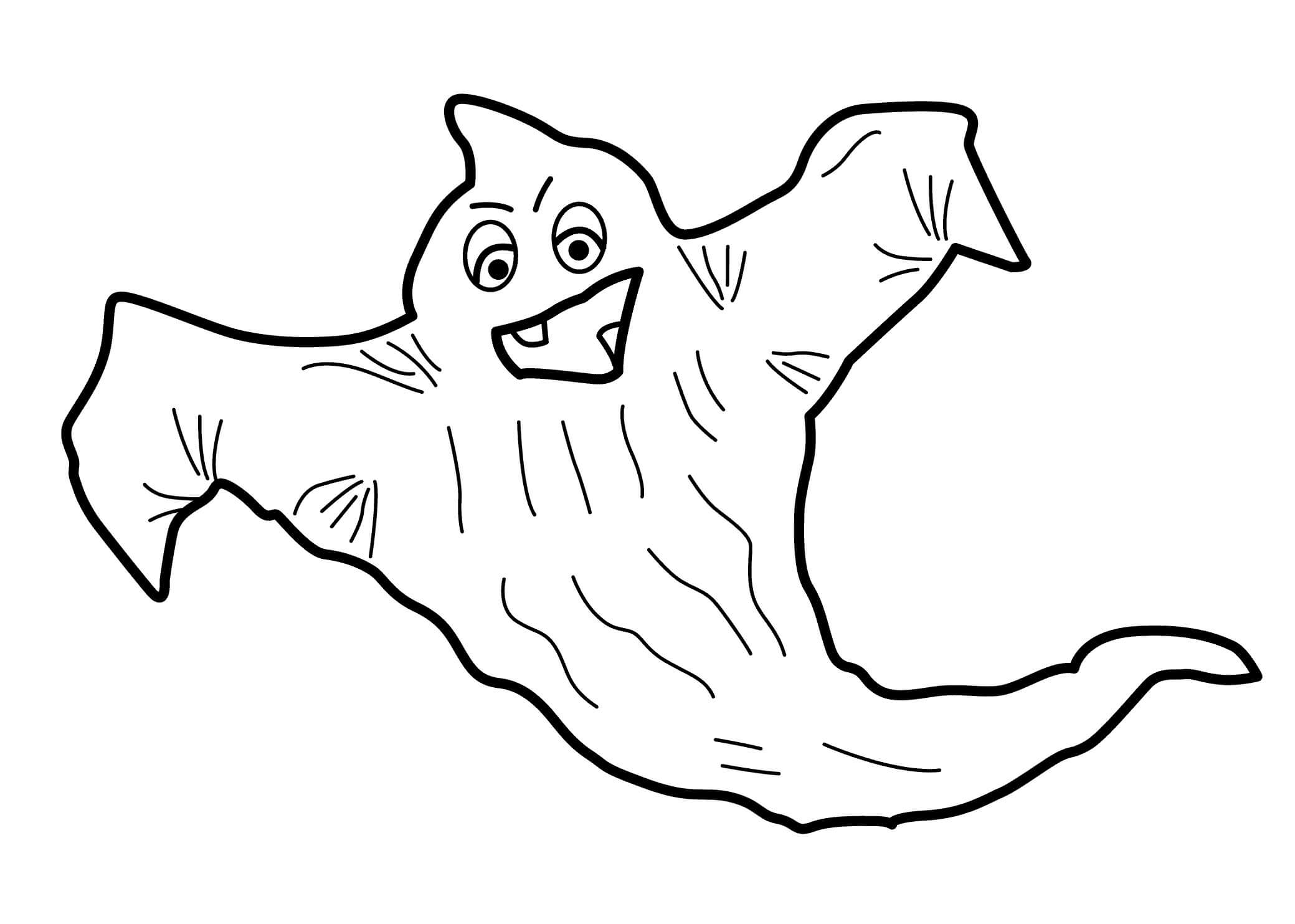 Dibujo de Fantasma Gracioso Volando para Colorear